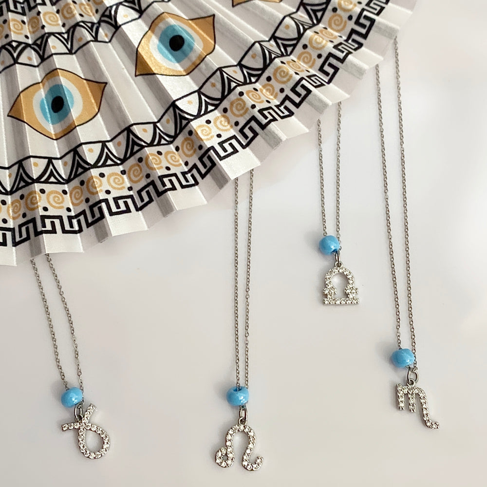 SILVER CZ ZODIAC NECKLACES