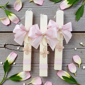 BEADED CROSS PIN EASTER CANDLE- PINK BEADED CROSS PIN EASTER CANDLE- PINK