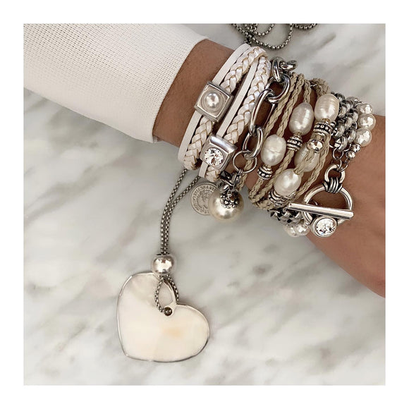 PERLES STACK AND HEART NECKLACE
