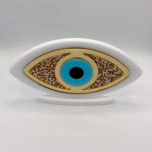 GLITTER EVIL EYE POROS-WHITE GLITTER EVIL EYE POROS-WHITE