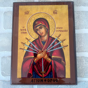 WOOD ICON PANAGIA EPTASPATHI (7 SWORDS) WOOD ICON PANAGIA EPTASPATHI (7 SWORDS)