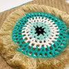 CROCHET TURQUOISE AND WHITE EVIL EYE CLUTCH - NAOMI