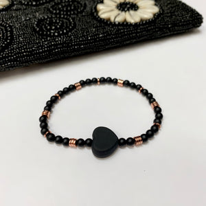 BLACK, BLACK HEART BRACELETS STACK BLACK, BLACK HEART BRACELETS STACK