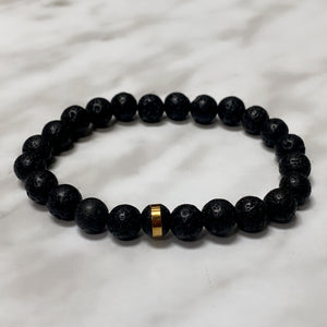 MEN'S BLACK LAVA LEONIDAS BRACELET MEN'S BLACK LAVA LEONIDAS BRACELET