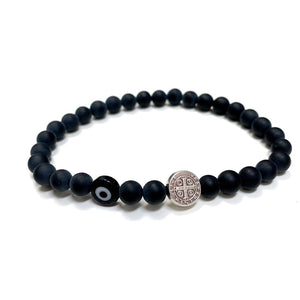 MEN'S MATTE ONYX BLACK LESVOS BRACELET MEN'S MATTE ONYX BLACK LESVOS BRACELET