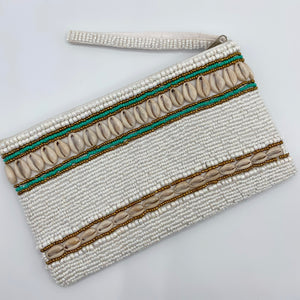 SHELLY BEADED WALLET-CLUTCH WHITE SHELLY BEADED WALLET-CLUTCH WHITE
