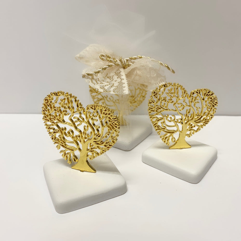 BAPTISM/WEDDING FAVOR TREE OF LIFE HEART STAND  (25 PIECES)