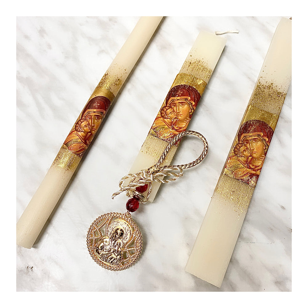 BOUGIES VIERGE MARIE (PANAGIA) À LA FEUILLE D'OR