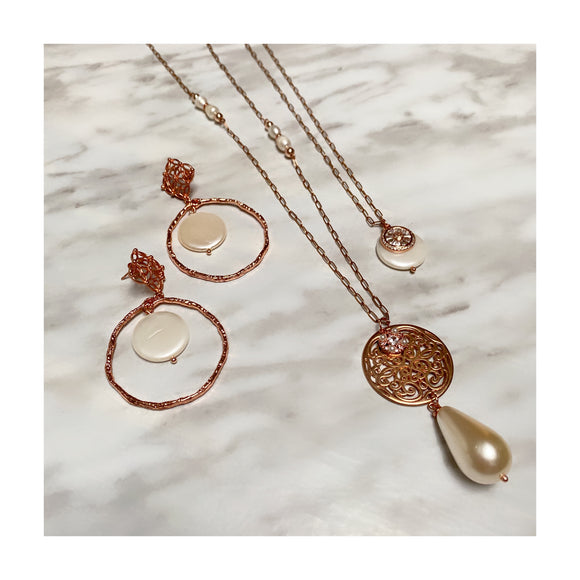 ROSE GOLD & SHELL NECKLACES & EARRINGS