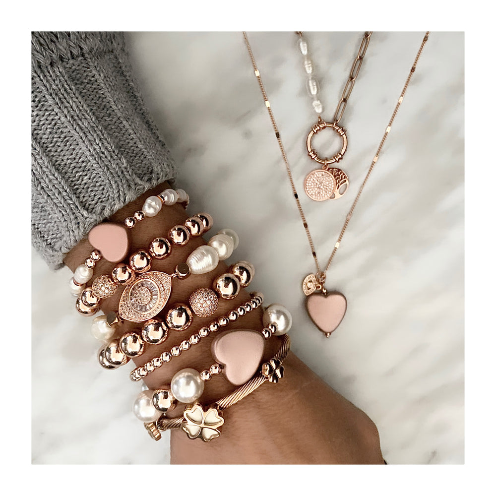 BRACELETS & COLLIERS EMPILABLES PERLES ROSE
