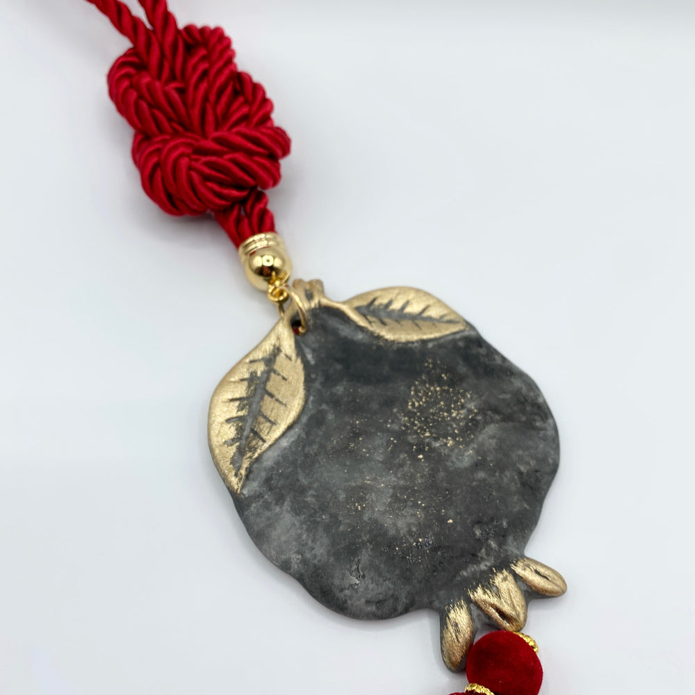 CERAMIC POMEGRANATE BLACK AND RED DECOR