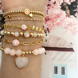 OYSTER PINK BRACELETS STACK OYSTER PINK BRACELETS STACK