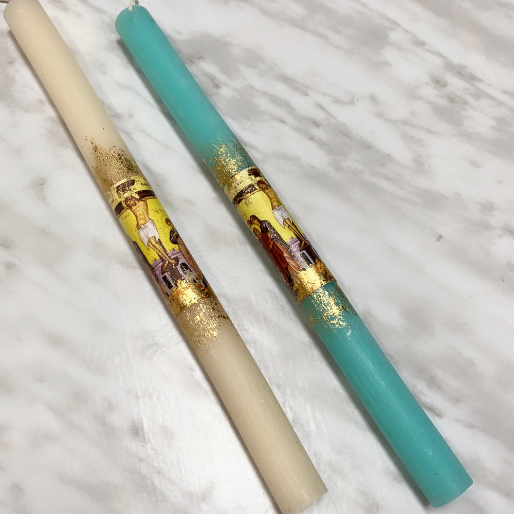 FEUILLE D'OR ICÔNES DIVERSES 2 BOUGIES