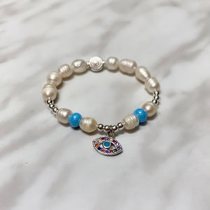 PEARLS & BLING CHARM BRACELET GIRL PEARLS & BLING CHARM BRACELET GIRL