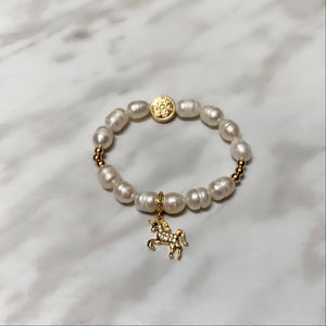PEARLS & UNICORN CHARM BRACELET GIRL PEARLS & UNICORN CHARM BRACELET GIRL