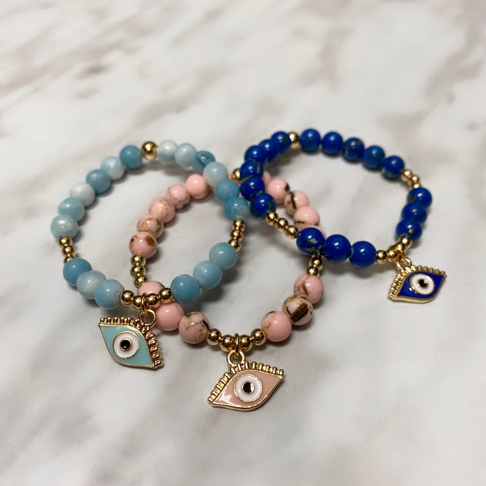 BRACELET PIERRES & YEUX FILLE
