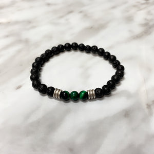 MEN'S BLACK LAVA EMERALD BRACELET MEN'S BLACK LAVA EMERALD BRACELET