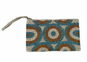 MATAKIA BEADED WALLET-CLUTCH - BLUE BROWN MATAKIA BEADED WALLET-CLUTCH - BLUE BROWN