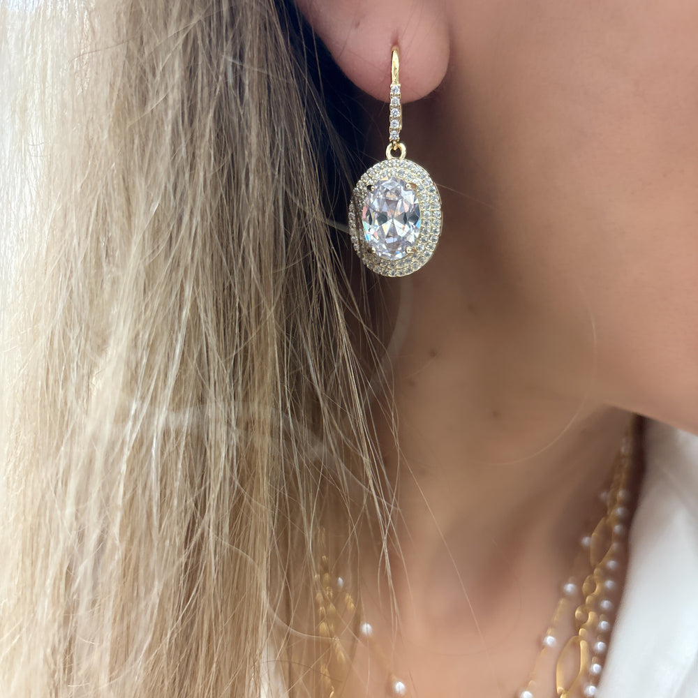 OVAL CZ  EARRINGS