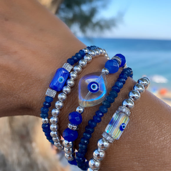 Evil Eye Bracelet, Seed Beads Bracelet, Miyuki Evil Eye Bead, Blue Evil Eye  Bead, Greek Evil Eye Jewelry, Good Luck Bracelet, Bead Bracelet 