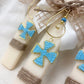 BEADED CROSS PIN EASTER CANDLE- BLUE