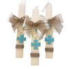 BEADED CROSS PIN EASTER CANDLE- BLUE