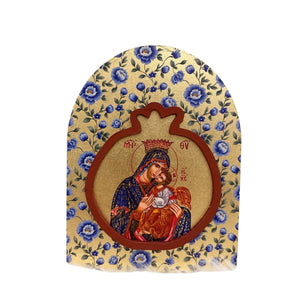 ICÔNE PANAGIA AVEC DÉCOR DE GRENADE