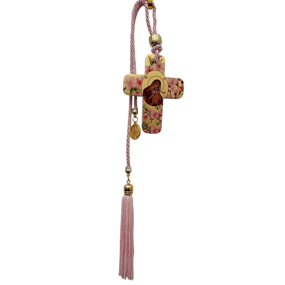 SQUARED EDGES PORCELAIN CROSSES WITH TASSELS