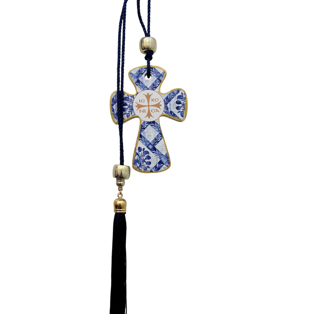 ROUNDED EDGES PORCELAIN CROSSES HANGING DECOR