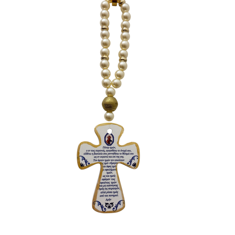 BEADED HANGING PORCELAIN CROSSES