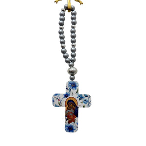 BEADED HANGING PORCELAIN CROSSES