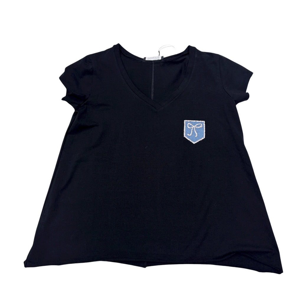 DENIM BOW T SHIRT