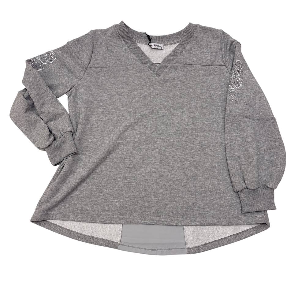 FLOWERS LONG SLEEVE SWEATSHIRT GREY