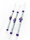 PORTE-CLÉS CROIX EN PIERRE PRÉCIEUSE BOUGIE DE PÂQUES - VIOLET