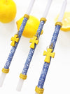 PORTE-CLÉS CROIX EN PIERRE PRÉCIEUSE BOUGIE DE PÂQUES JAUNE