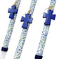 PORTE-CLÉS CROIX PIERRE PRÉCIEUSE BOUGIE DE PÂQUES BLEUE