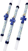 PORTE-CLÉS CROIX PIERRE PRÉCIEUSE BOUGIE DE PÂQUES BLEUE