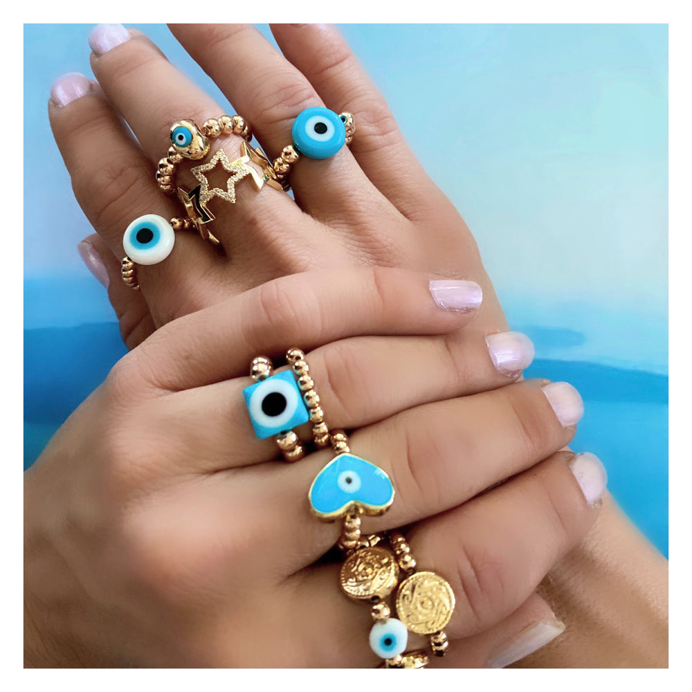 MYKONOS EVIL EYE STACKABLE RINGS