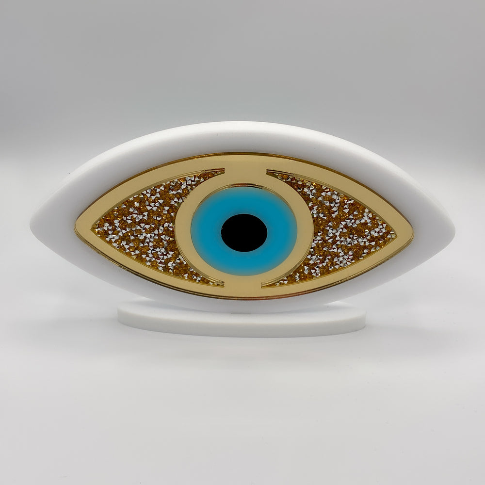 GLITTER EVIL EYE POROS-WHITE