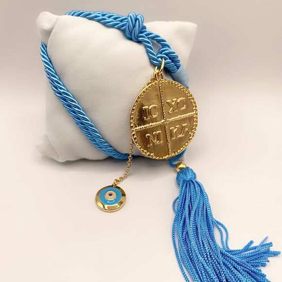 BABY PILLOW WITH ICXC NIKA AND EVIL EYE CHARM DECOR