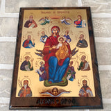 WOOD ICON OF PANAGIA WITH PROPHETS