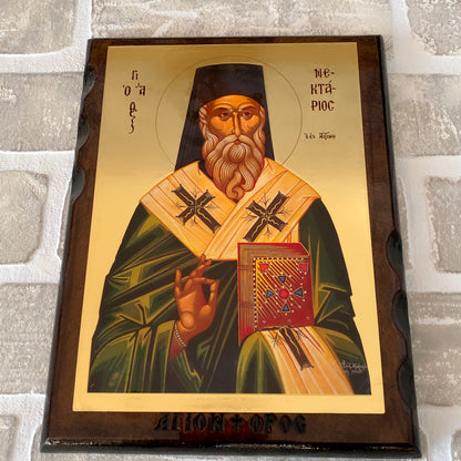 ICÔNE EN BOIS SAINT NEKTARIOS