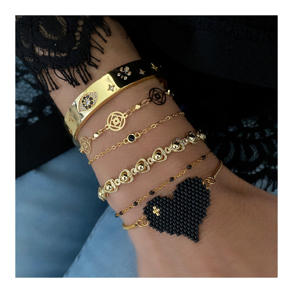 BLACK LOVELY STACKABLE BRACELETS