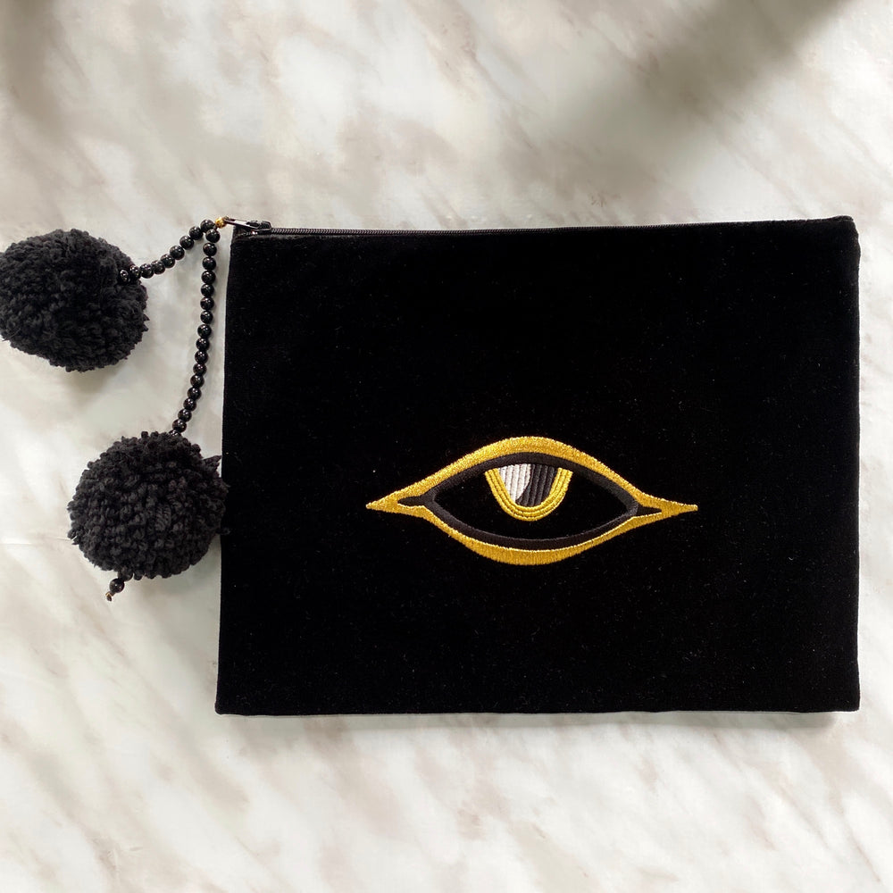 EVIL EYE CLUTCH IRIS POM POM