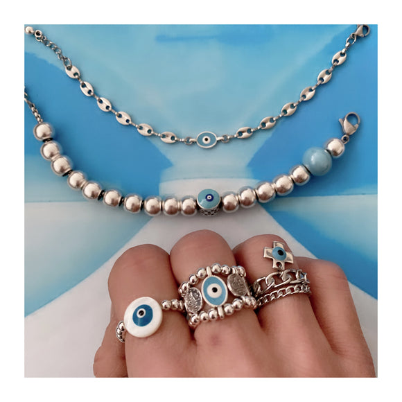 THALASSA STACKABLE SILVER PLATED RINGS AND BRACELETS