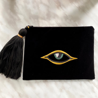 EVIL EYE CLUTCH IRIS TASSEL