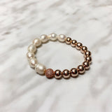 PEARLY WHITE ROSE STACKABLE BRACELETS