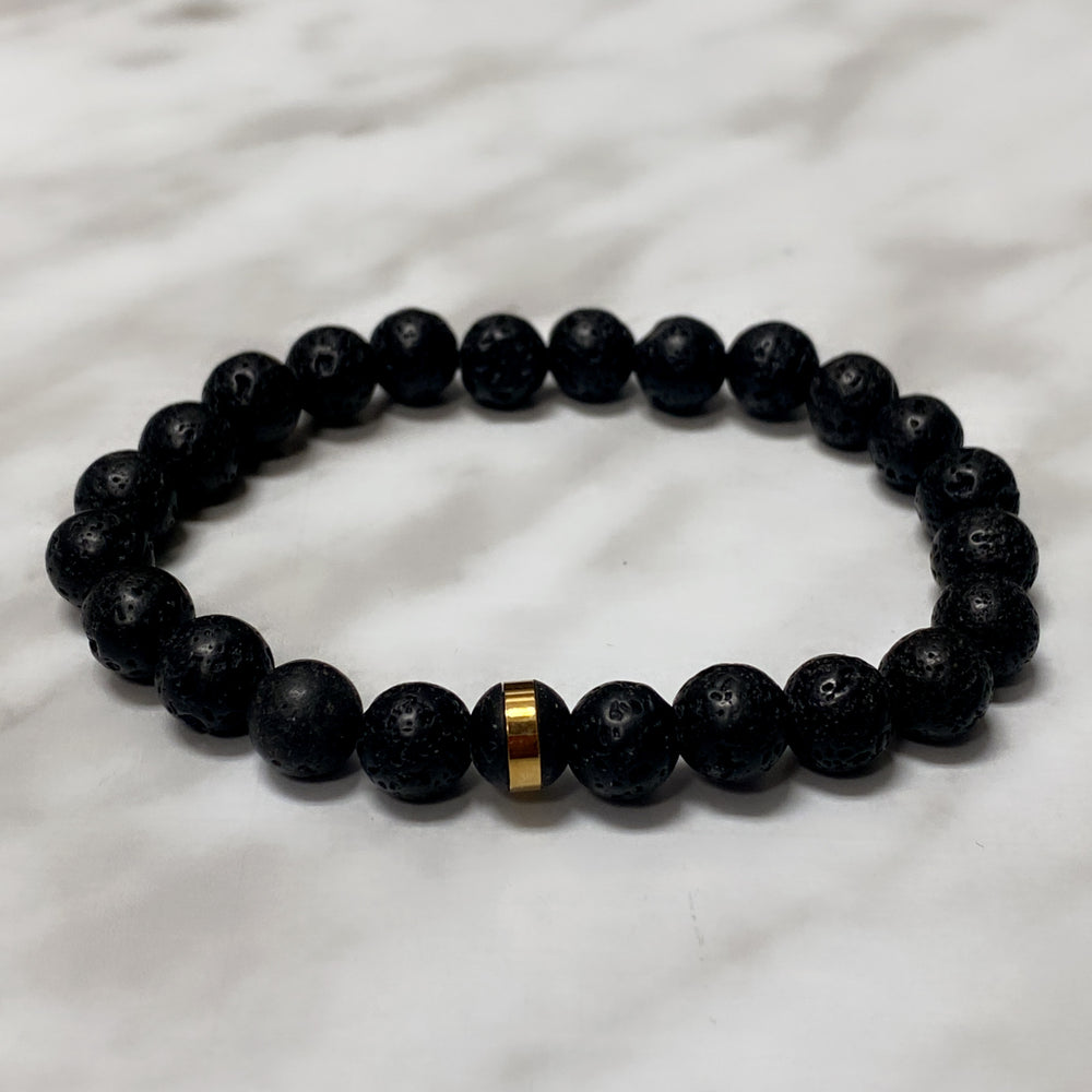 MEN'S BLACK LAVA LEONIDAS BRACELET