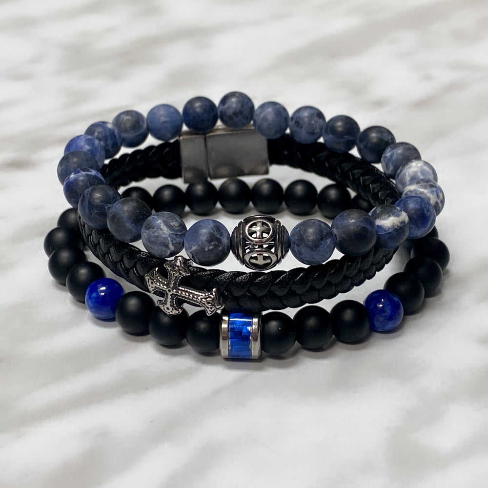 PILE DE BRACELETS AZUR POUR HOMMES