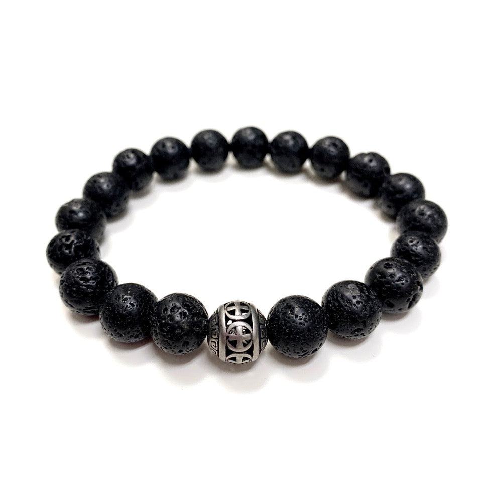 BRACELET D'ACHILLES DE LAVE NOIRE POUR HOMMES